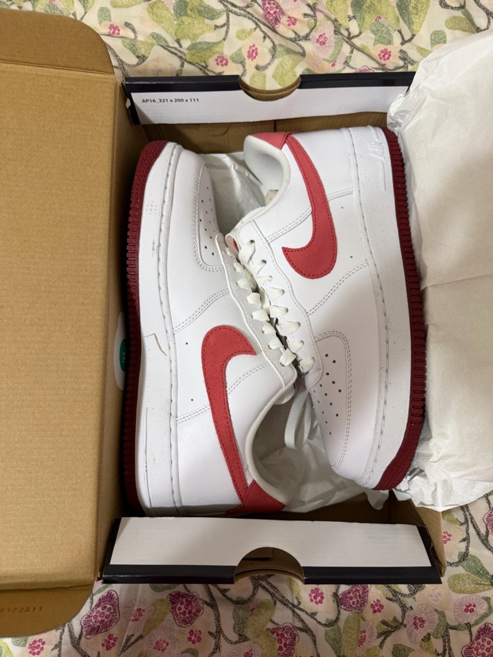 Nike White Sneakers with Red Swoosh